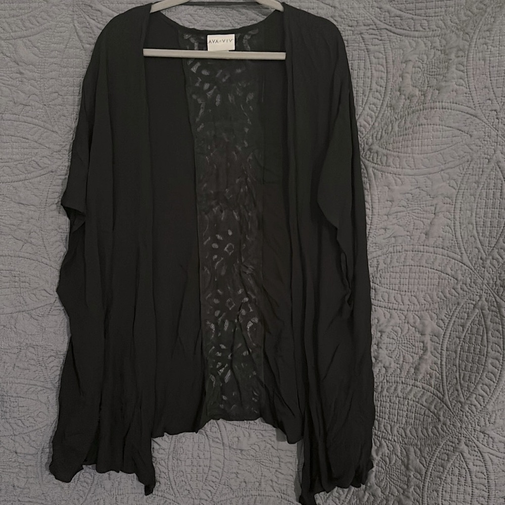 Black gauze like mid length cardigan